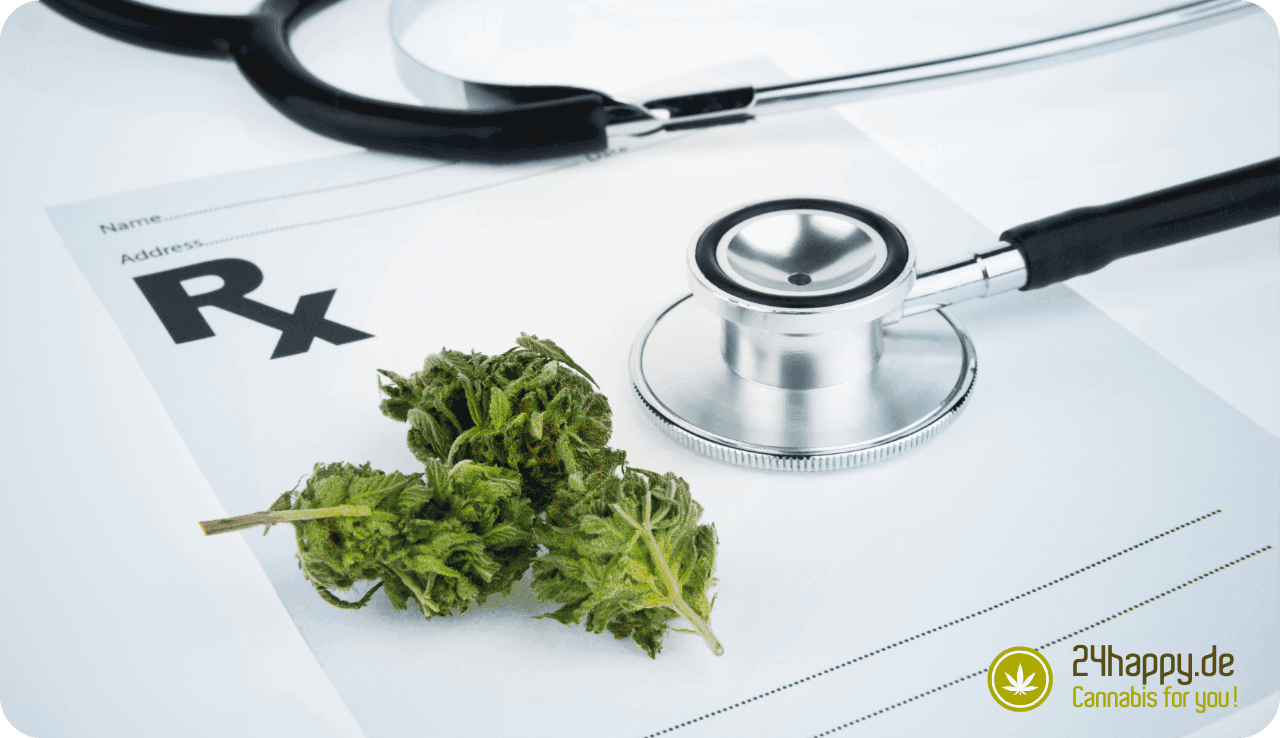 Cannabis Verschreibung mit Stethoskop